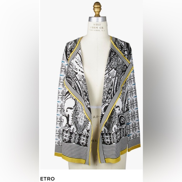 ❤️ETRO Milano Paisley Print Open Front Sweater.IT 46/US 10.Excellent Cond.